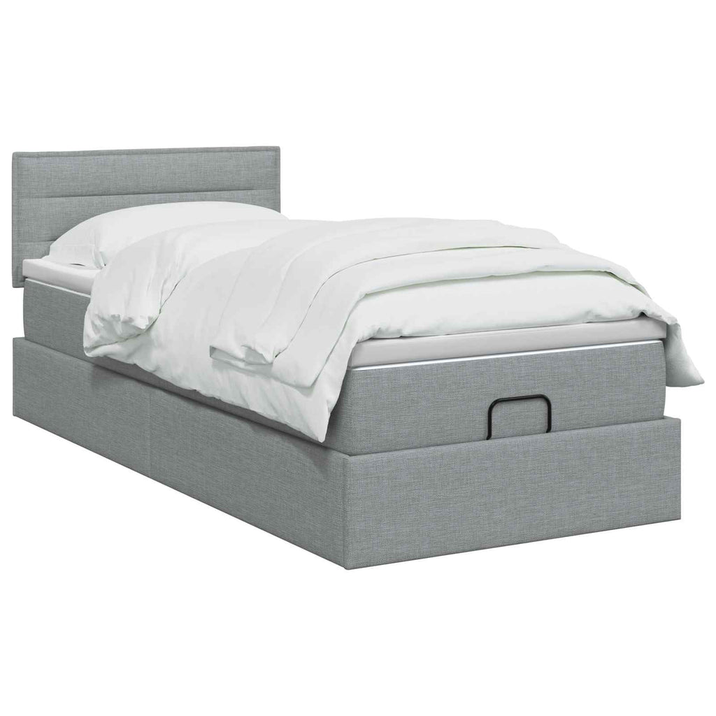 vidaXL Łóżko ottoman z materacem jasnoszary 80 x 200 cm tkanina