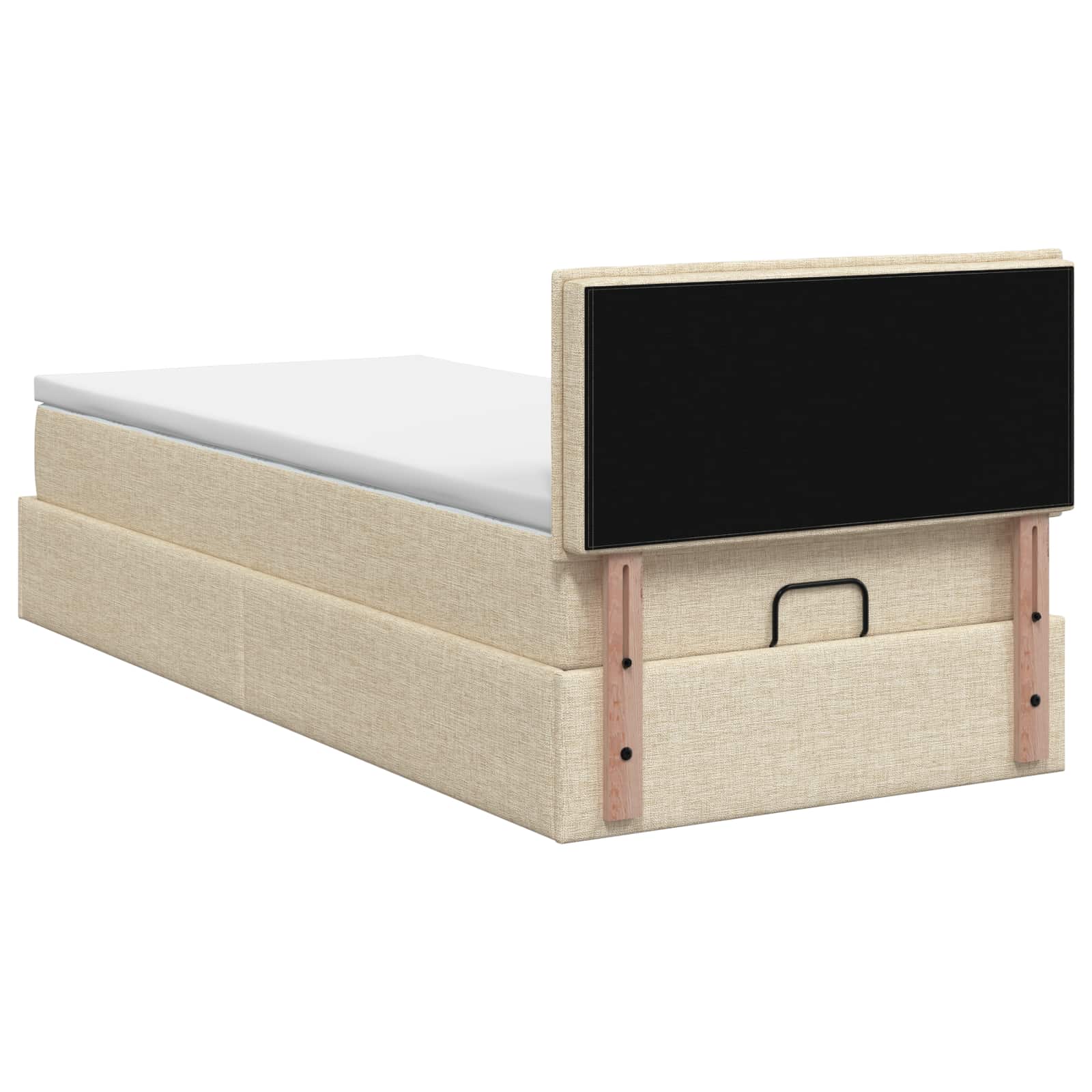 vidaXL Łóżko ottoman z materacem kremowy 90 x 190 cm tkanina