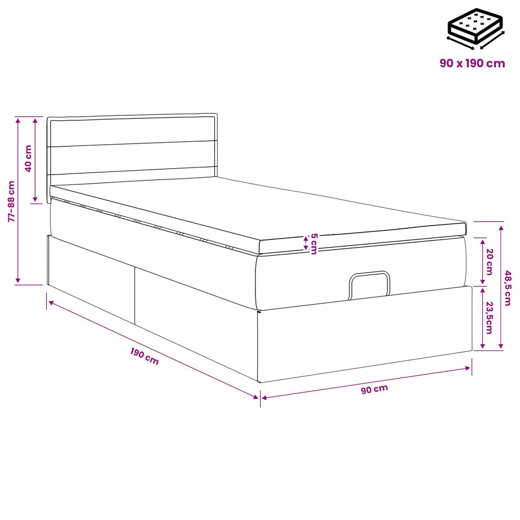 vidaXL Łóżko ottoman z materacem niebieski 90 x 190 cm tkanina