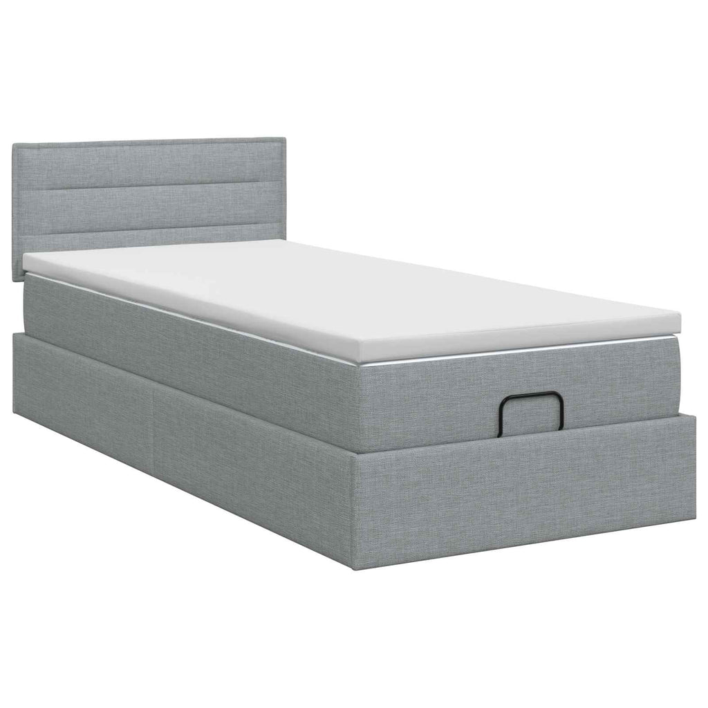 vidaXL Łóżko ottoman z materacem jasnoszary 90 x 200 cm tkanina