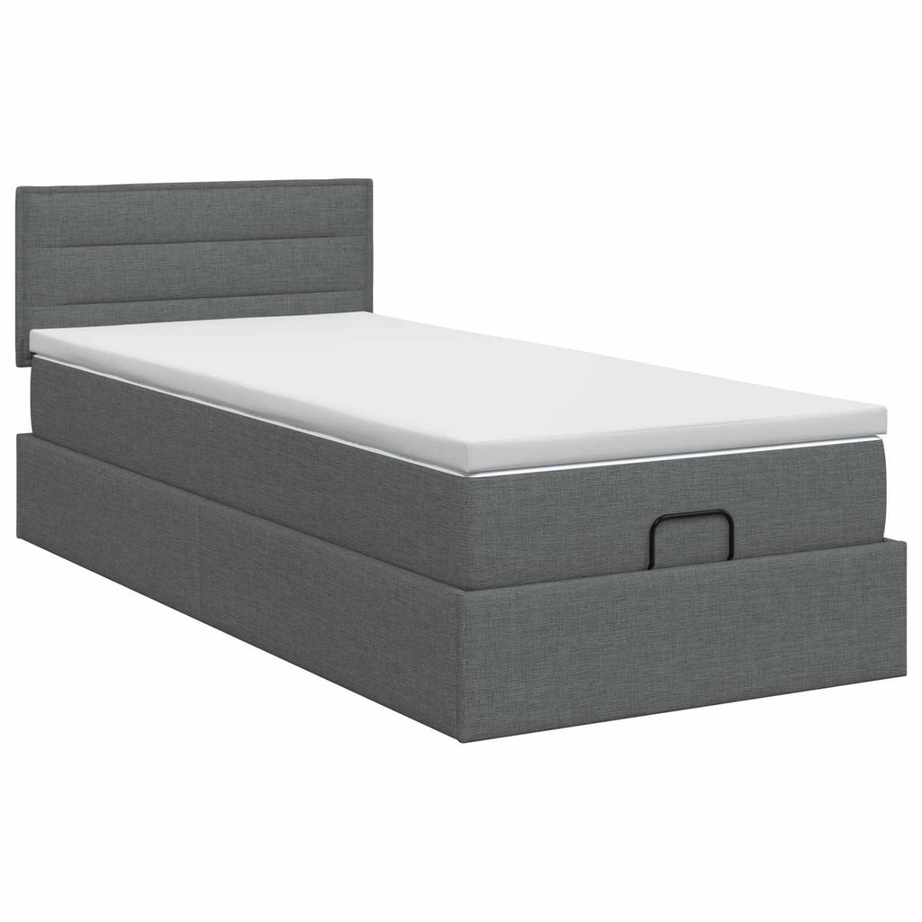 vidaXL Łóżko ottoman z materacem ciemnoszary 90 x 200 cm tkanina