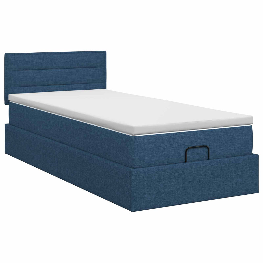 vidaXL Łóżko ottoman z materacem niebieski 90 x 200 cm tkanina