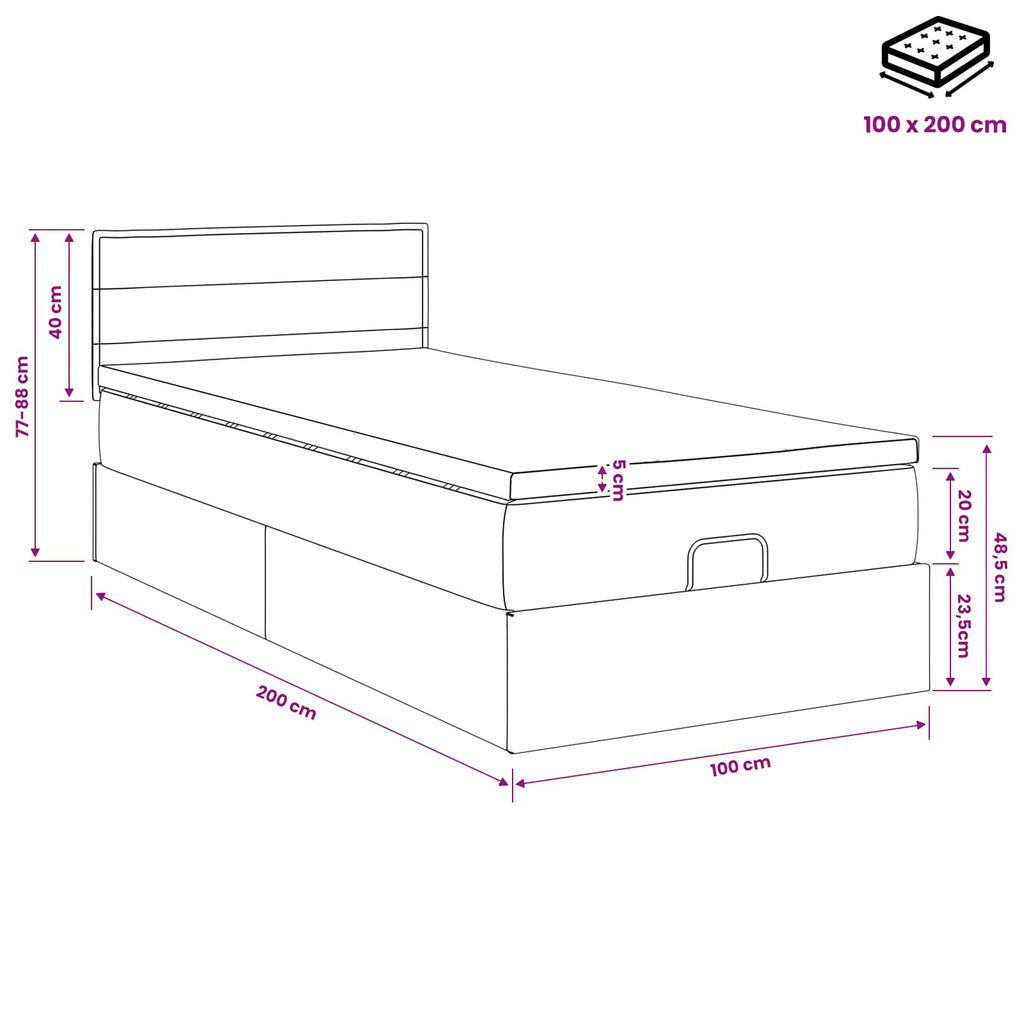 vidaXL Łóżko ottoman z materacem Czarny 100 x 200 cm tkanina