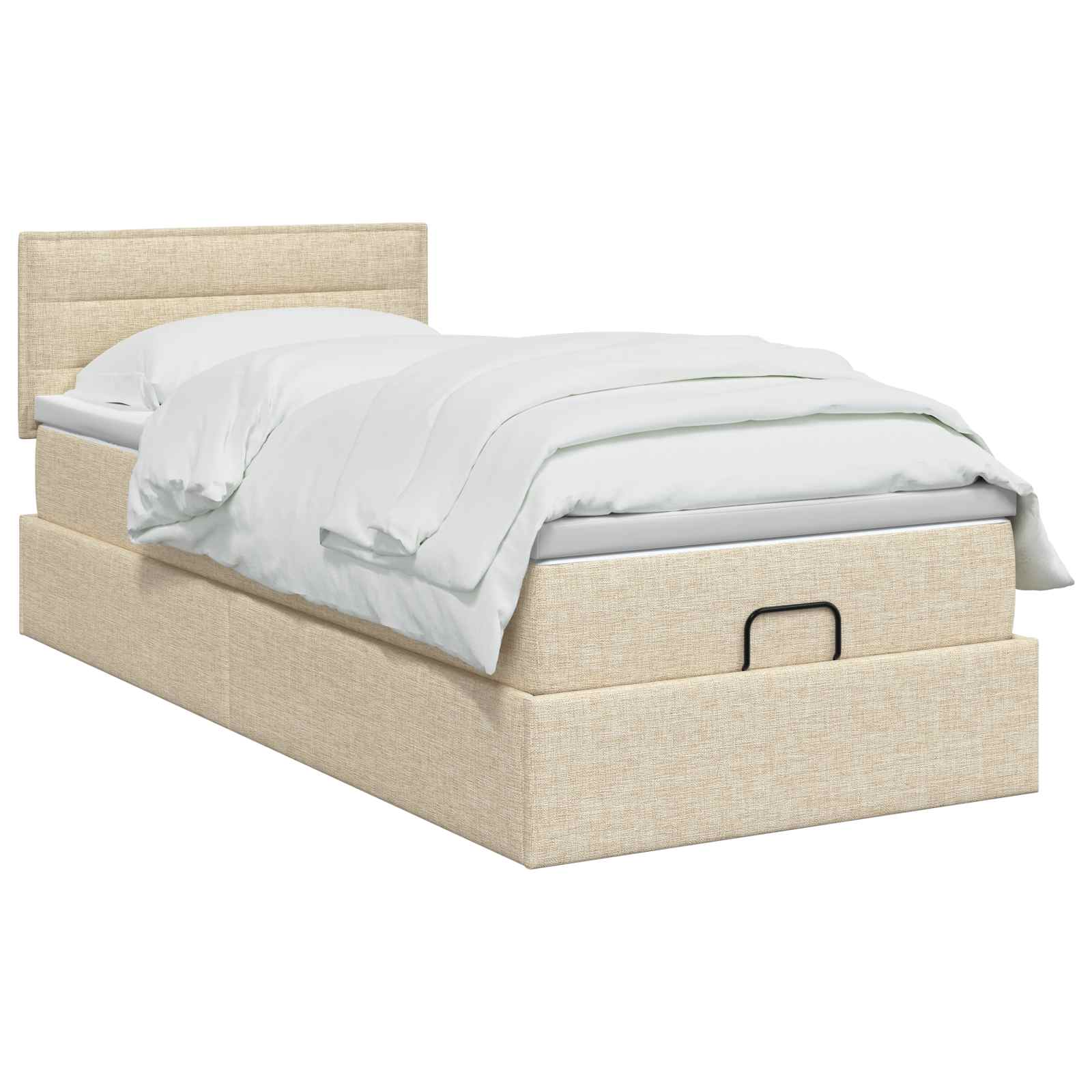 vidaXL Łóżko ottoman z materacem kremowy 100 x 200 cm tkanina