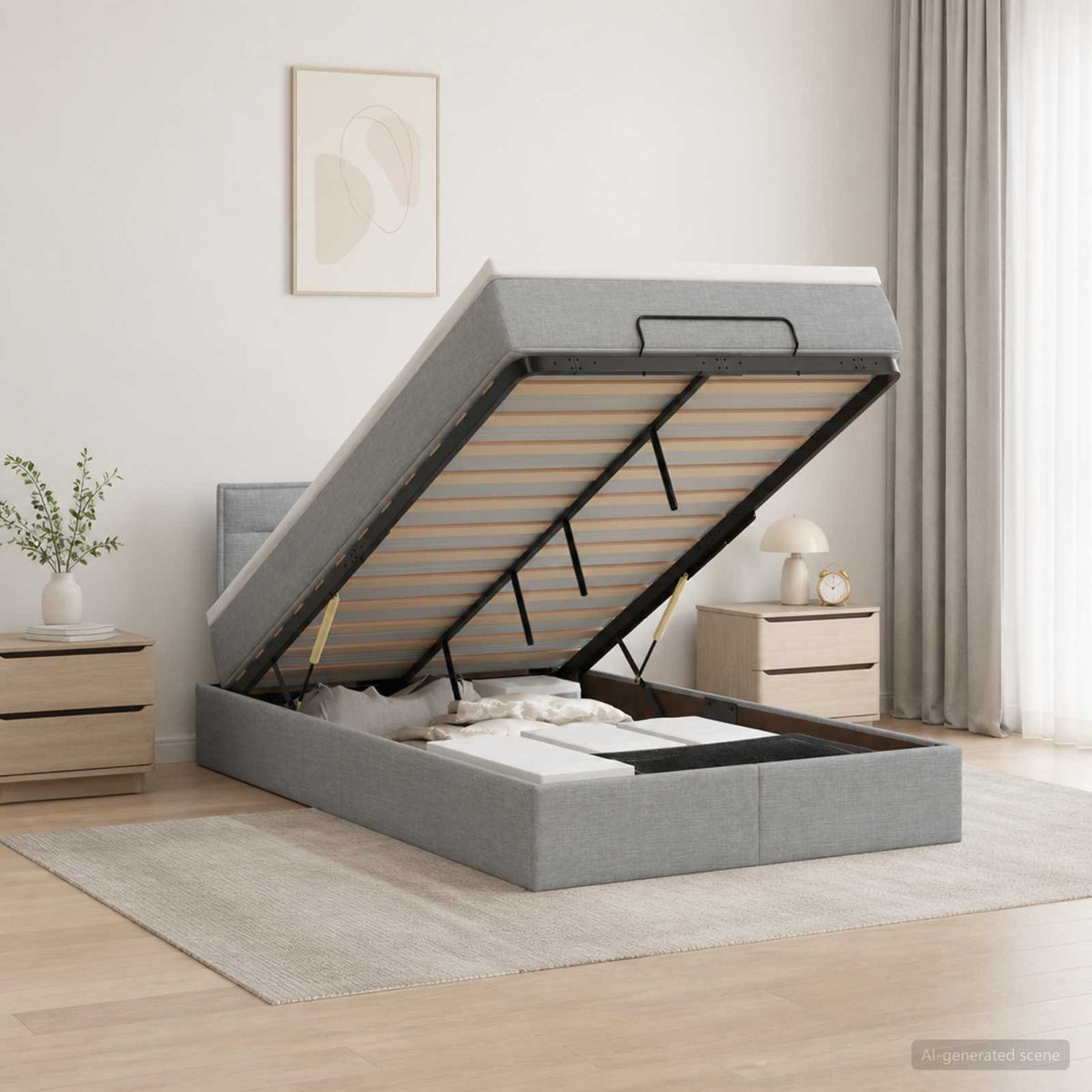 vidaXL Łóżko ottoman z materacem jasnoszary 120 x 200 cm tkanina