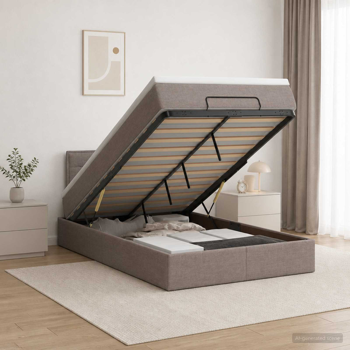 vidaXL Łóżko ottoman z materacem Ciemnoszary 120 x 190 cm tkanina