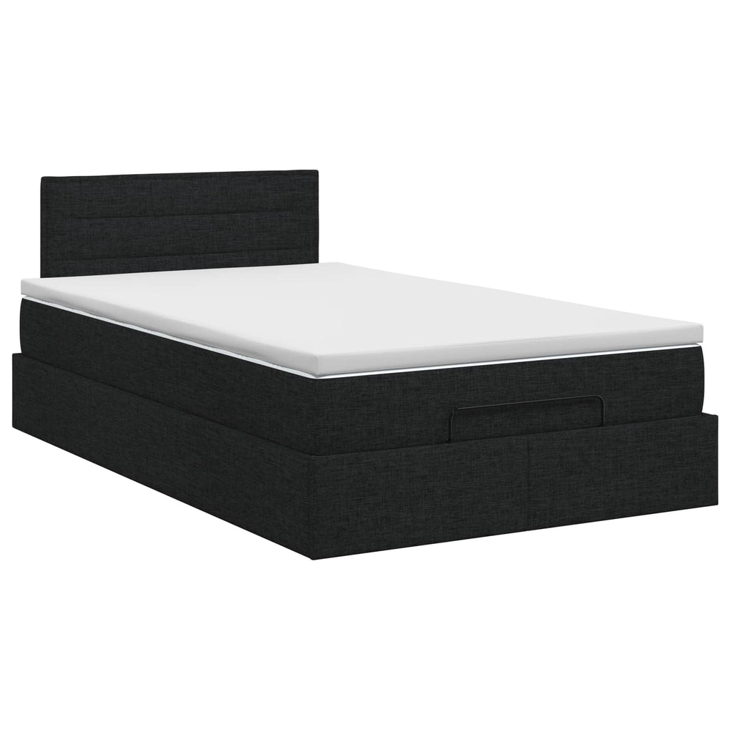 vidaXL Łóżko ottoman z materacem Czarny 120 x 200 cm tkanina