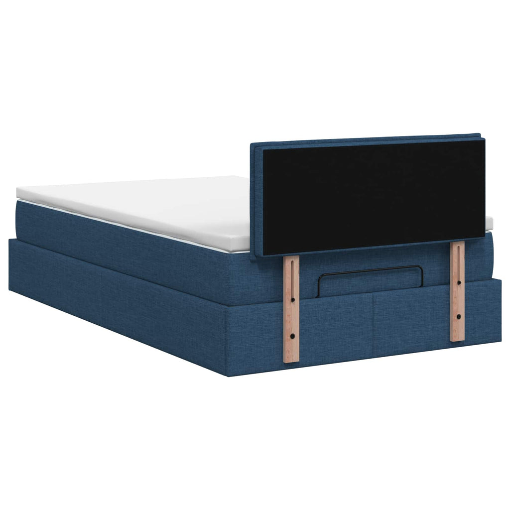 vidaXL Łóżko ottoman z materacem niebieski 120 x 200 cm tkanina