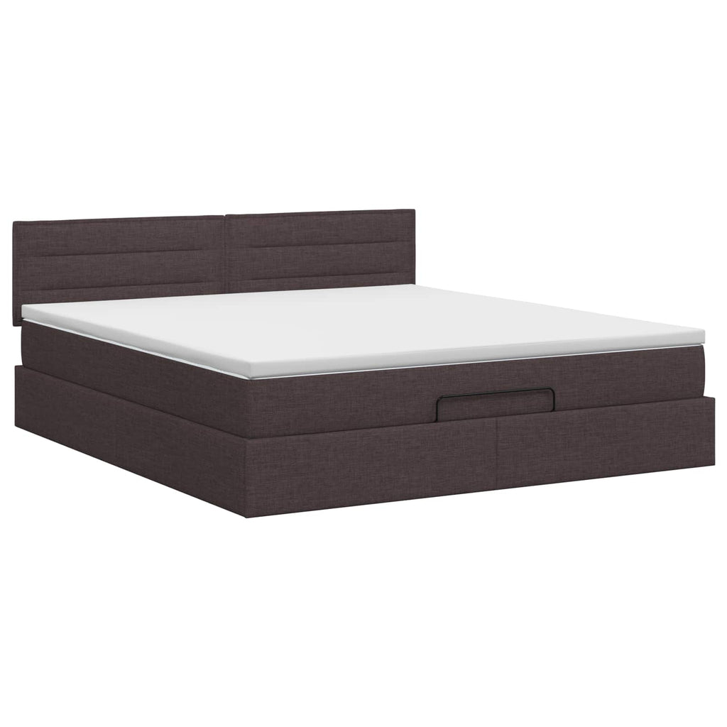 vidaXL Łóżko ottoman z materacem Ciemny brąz 140 x 200 cm tkanina