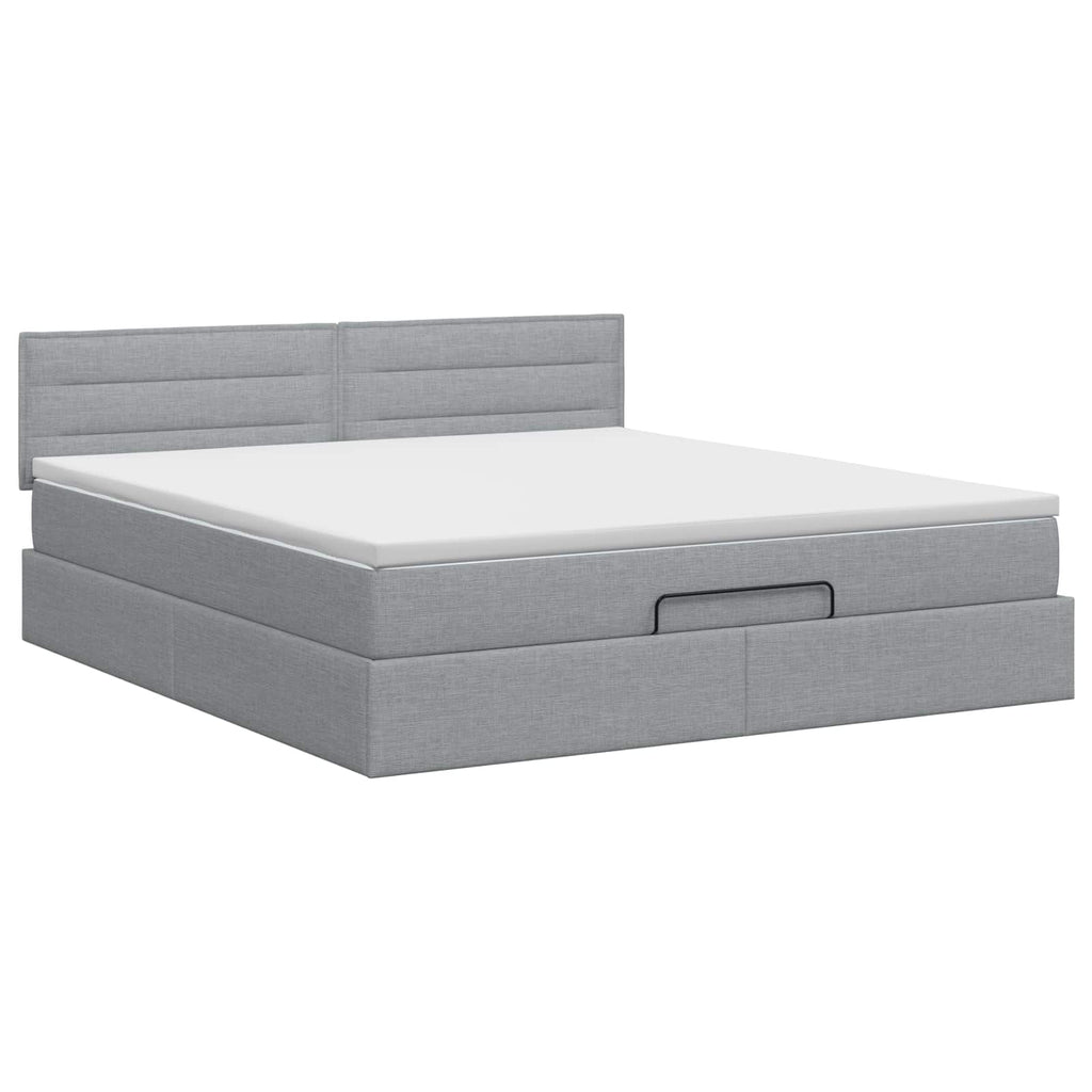 vidaXL Łóżko ottoman z materacem jasnoszary 180 x 200 cm tkanina