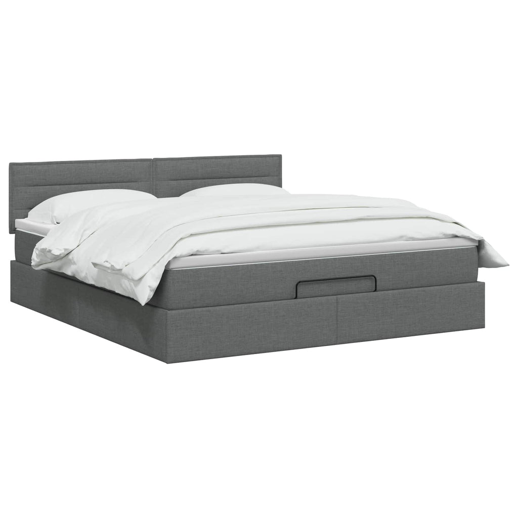 vidaXL Łóżko ottoman z materacem ciemnoszary 180 x 200 cm tkanina