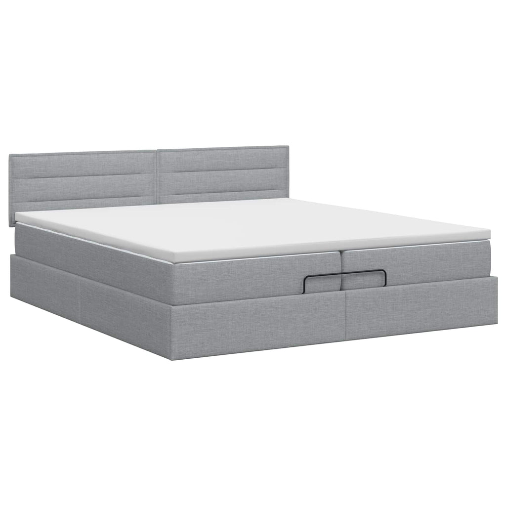 vidaXL Łóżko ottoman z materacem jasnoszary 200 x 200 cm tkanina