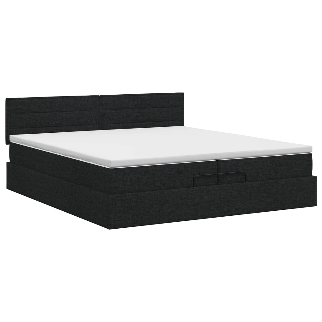 vidaXL Łóżko ottoman z materacem Czarny 200 x 200 cm tkanina