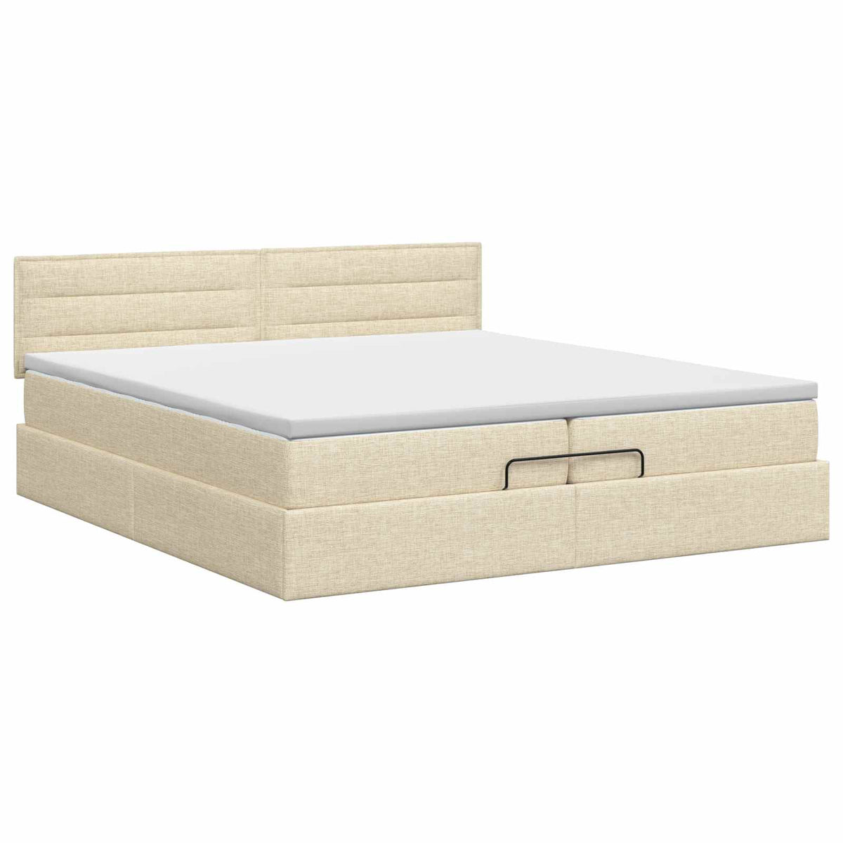 vidaXL Łóżko ottoman z materacem kremowy 200 x 200 cm tkanina