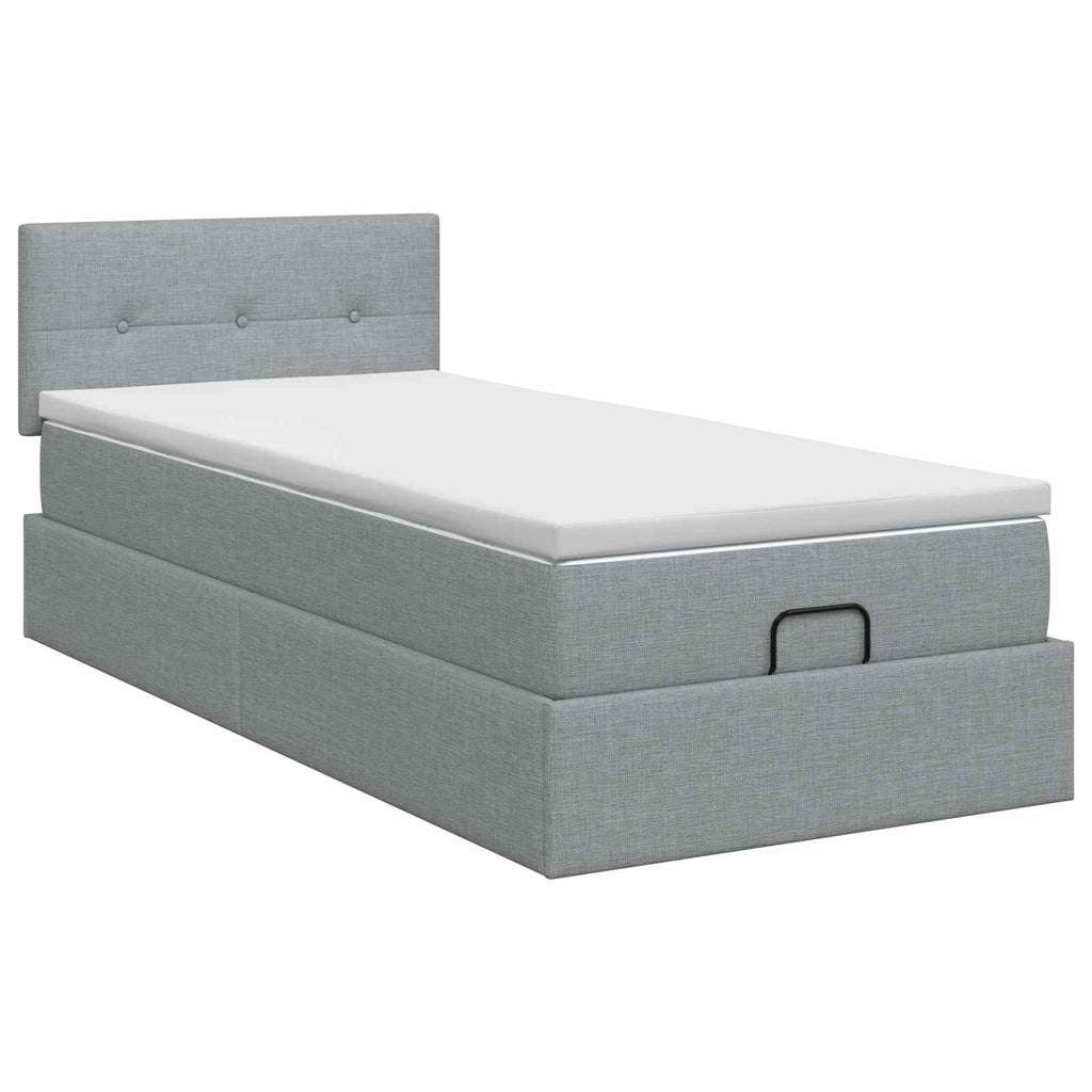 vidaXL Łóżko ottoman z materacem jasnoszary 80 x 200 cm tkanina