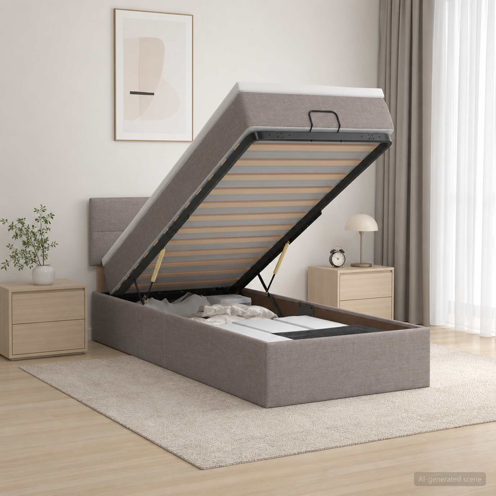 vidaXL Łóżko ottoman z materacem Ciemnoszary 80 x 200 cm tkanina