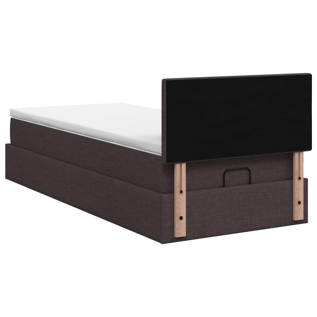 vidaXL Łóżko ottoman z materacem Ciemny brąz 90 x 190 cm tkanina