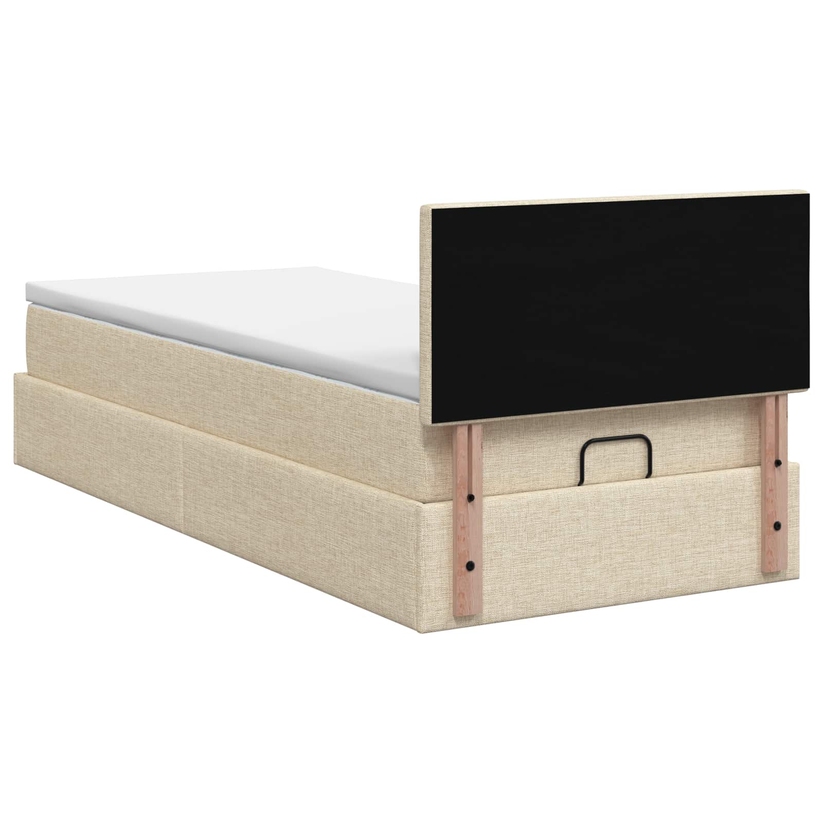 vidaXL Łóżko ottoman z materacem kremowy 90 x 190 cm tkanina