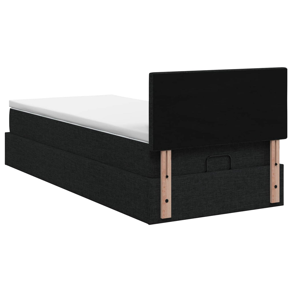 vidaXL Łóżko ottoman z materacem Czarny 90 x 200 cm tkanina