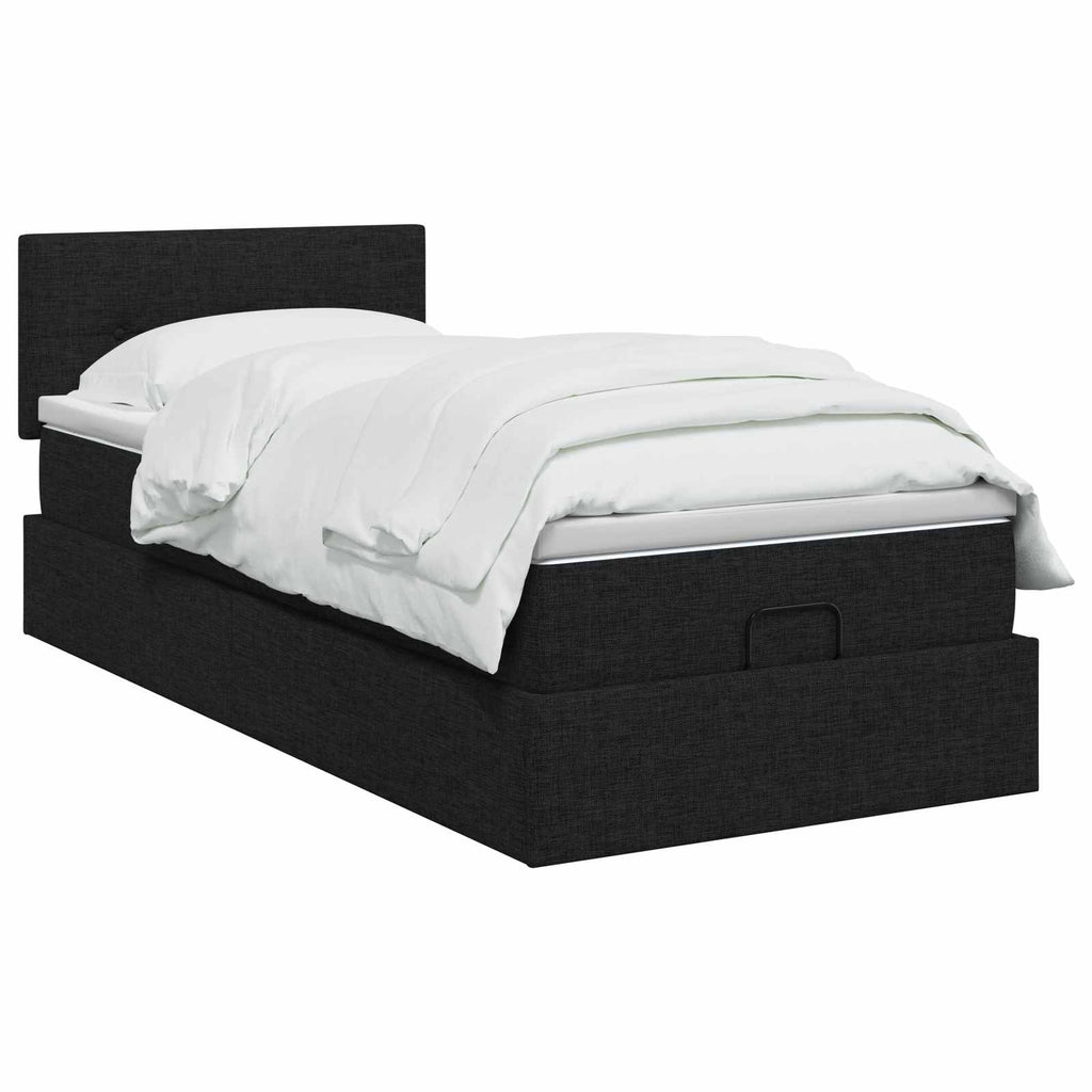 vidaXL Łóżko ottoman z materacem Czarny 90 x 200 cm tkanina