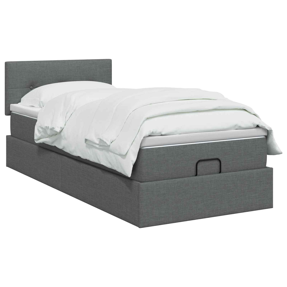 vidaXL Łóżko ottoman z materacem ciemnoszary 100 x 200 cm tkanina