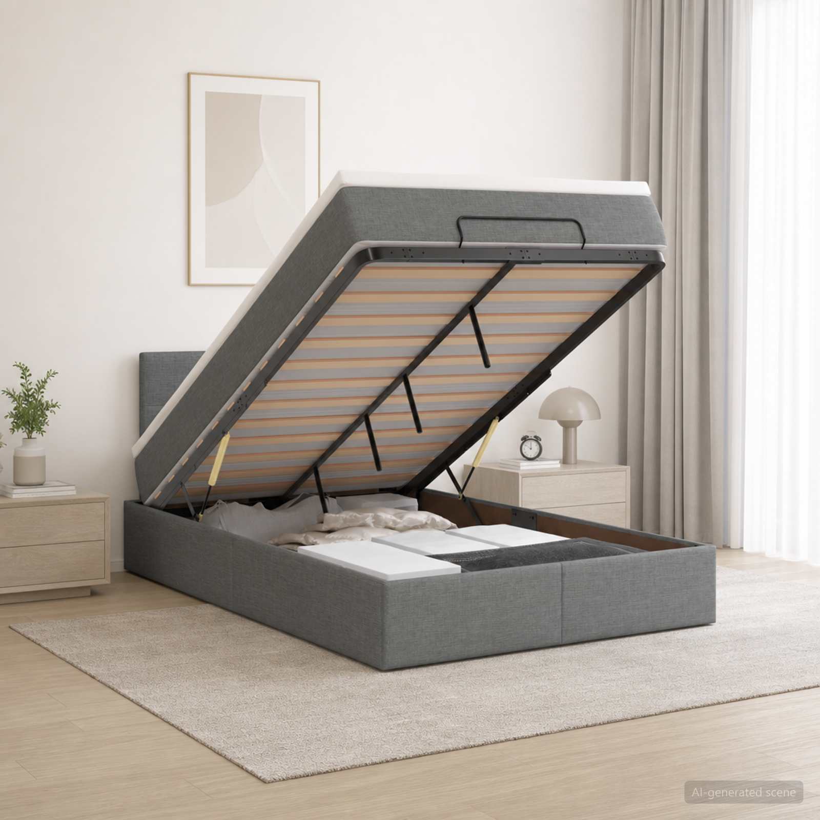 vidaXL Łóżko z pojemnikiem i materacem LED ciemnoszary 120 x 190 cm