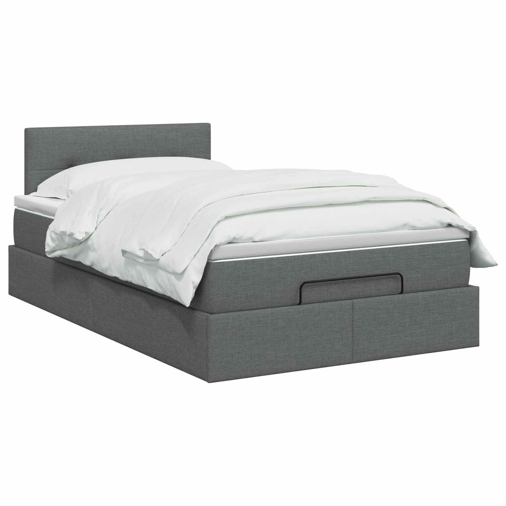 vidaXL Łóżko ottoman z materacem ciemnoszary 120 x 190 cm tkanina