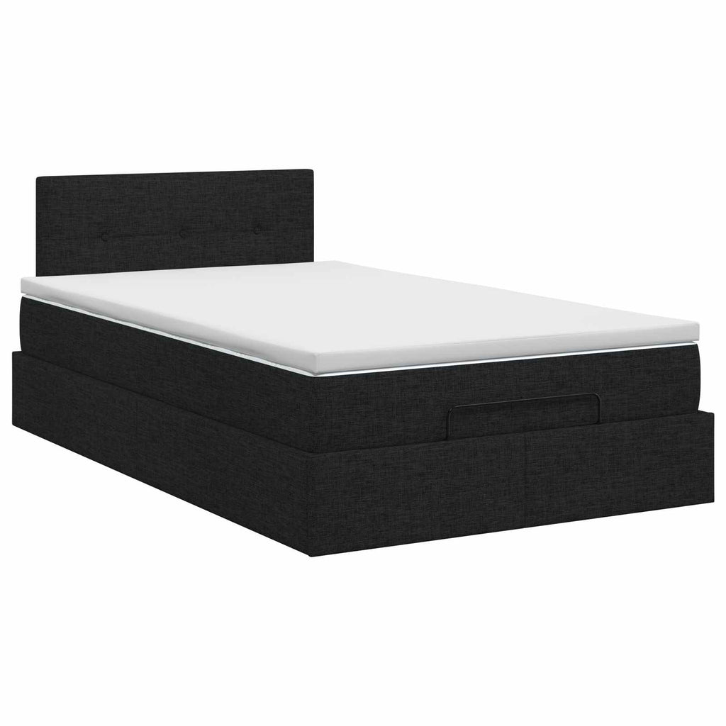 vidaXL Łóżko ottoman z materacem Czarny 120 x 190 cm tkanina