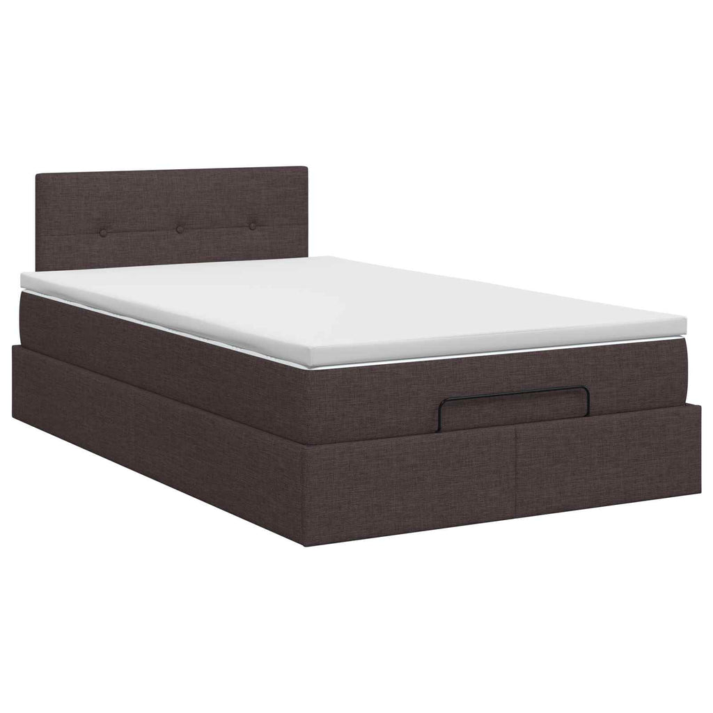 vidaXL Łóżko ottoman z materacem Ciemny brąz 120 x 190 cm tkanina
