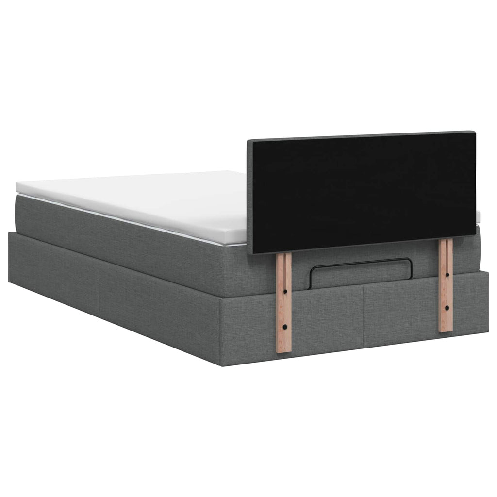 vidaXL Łóżko ottoman z materacem ciemnoszary 120 x 200 cm tkanina
