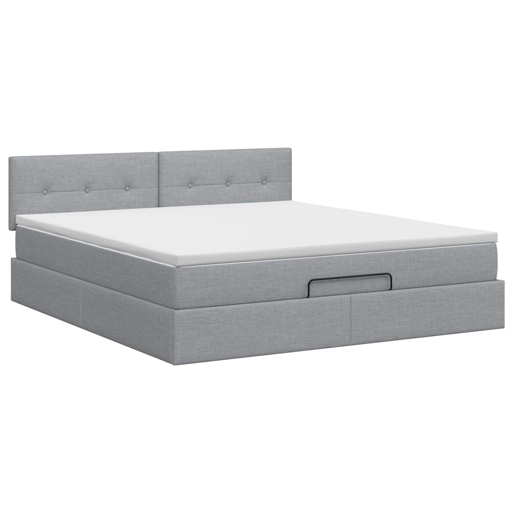 vidaXL Łóżko ottoman z materacem jasnoszary 140 x 190 cm tkanina