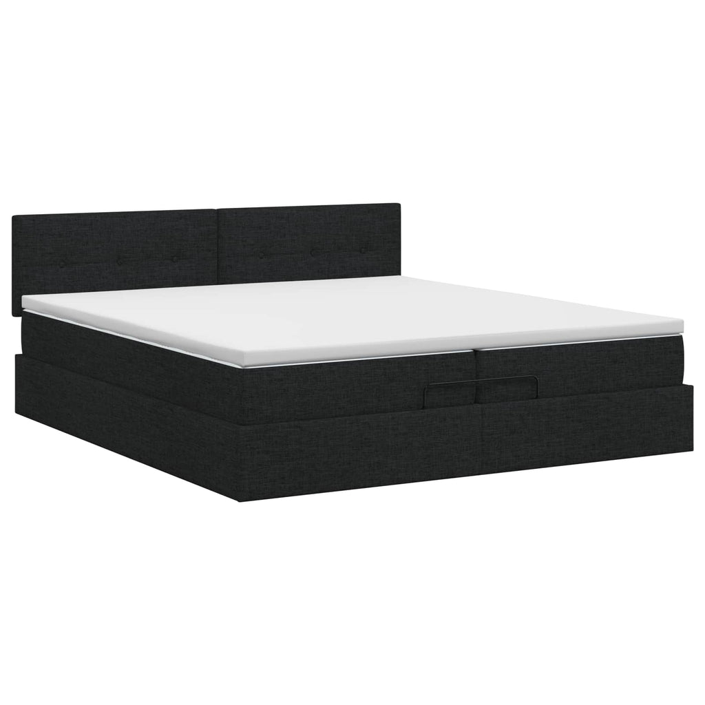 vidaXL Łóżko ottoman z materacem Czarny 200 x 200 cm tkanina