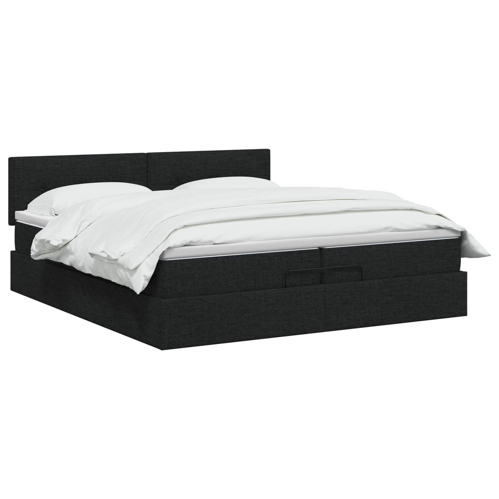 vidaXL Łóżko ottoman z materacem Czarny 200 x 200 cm tkanina