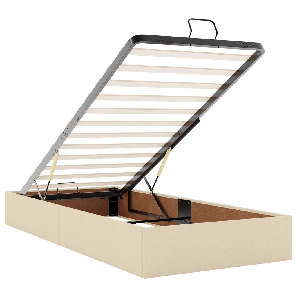 vidaXL Łóżko ottoman z materacem kremowy 80 x 200 cm tkanina