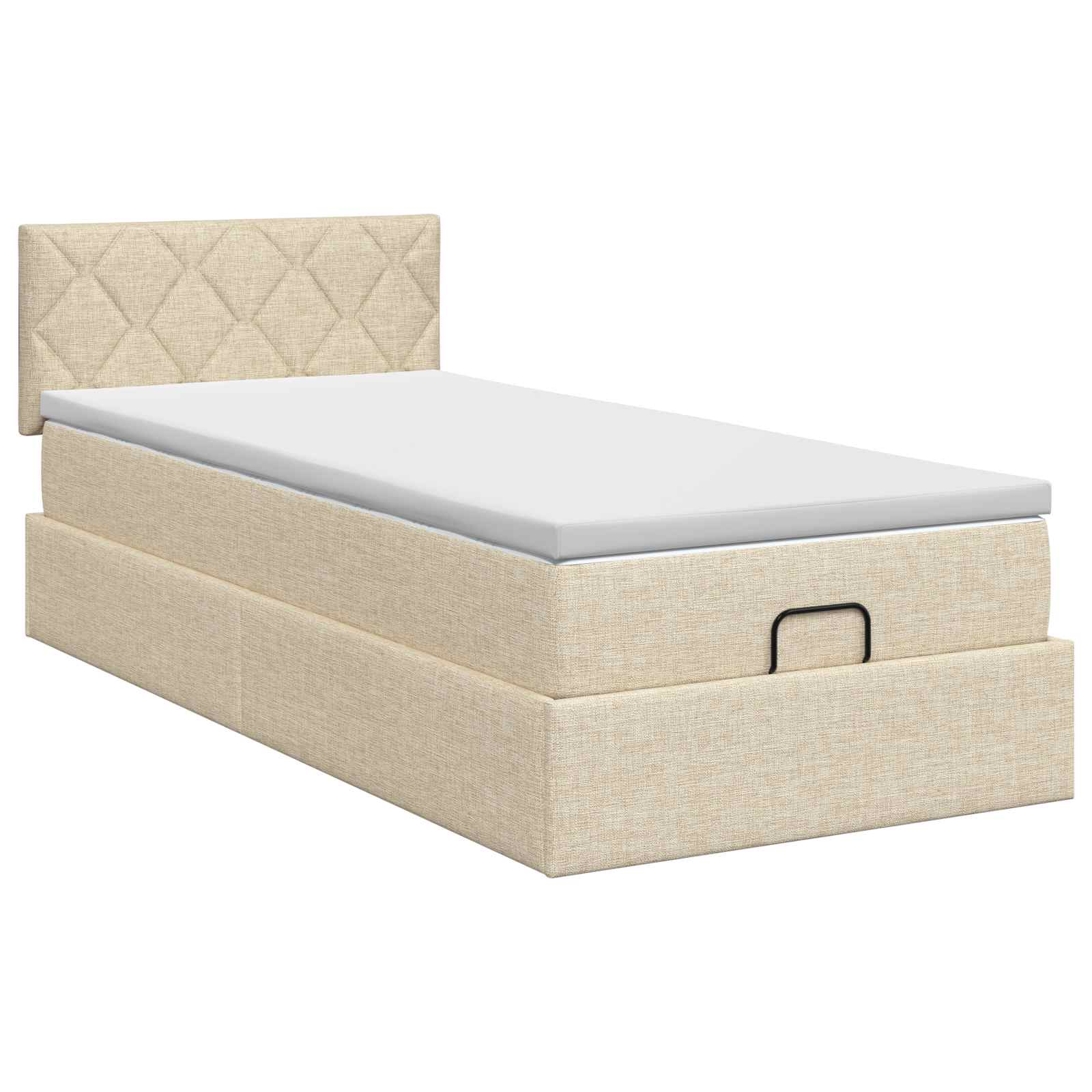 vidaXL Łóżko ottoman z materacem kremowy 80 x 200 cm tkanina