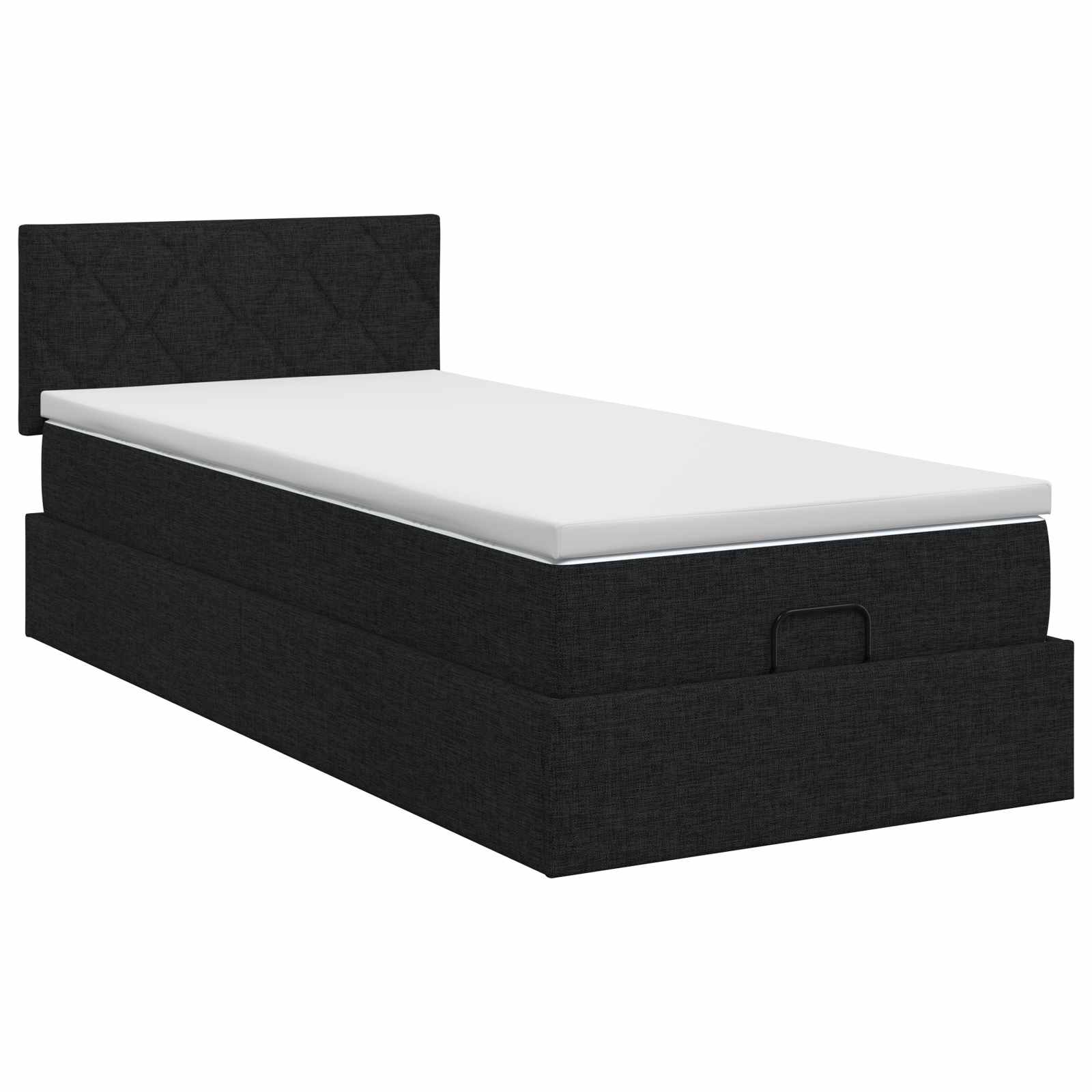 vidaXL Łóżko ottoman z materacem Czarny 90 x 190 cm tkanina
