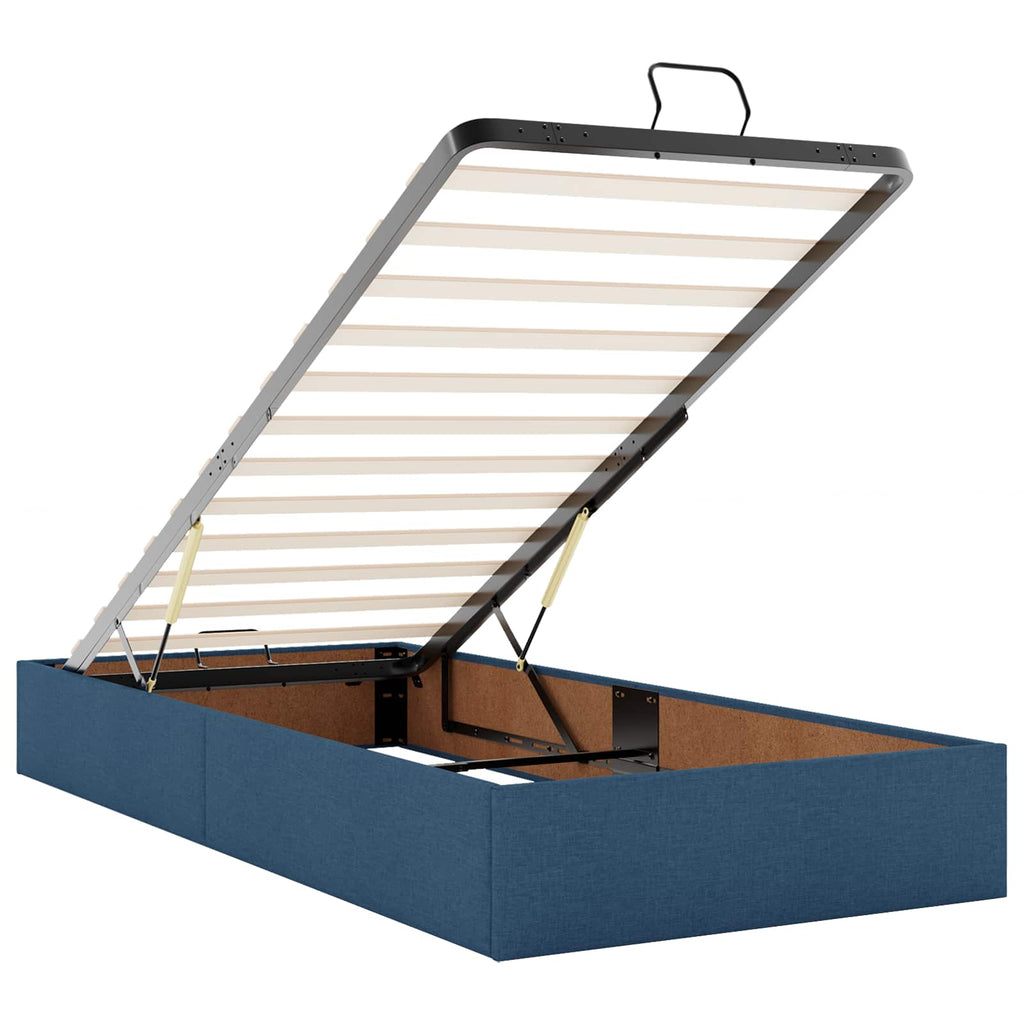 vidaXL Łóżko ottoman z materacem niebieski 90 x 200 cm tkanina
