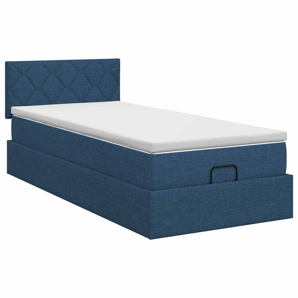 vidaXL Łóżko ottoman z materacem niebieski 90 x 200 cm tkanina