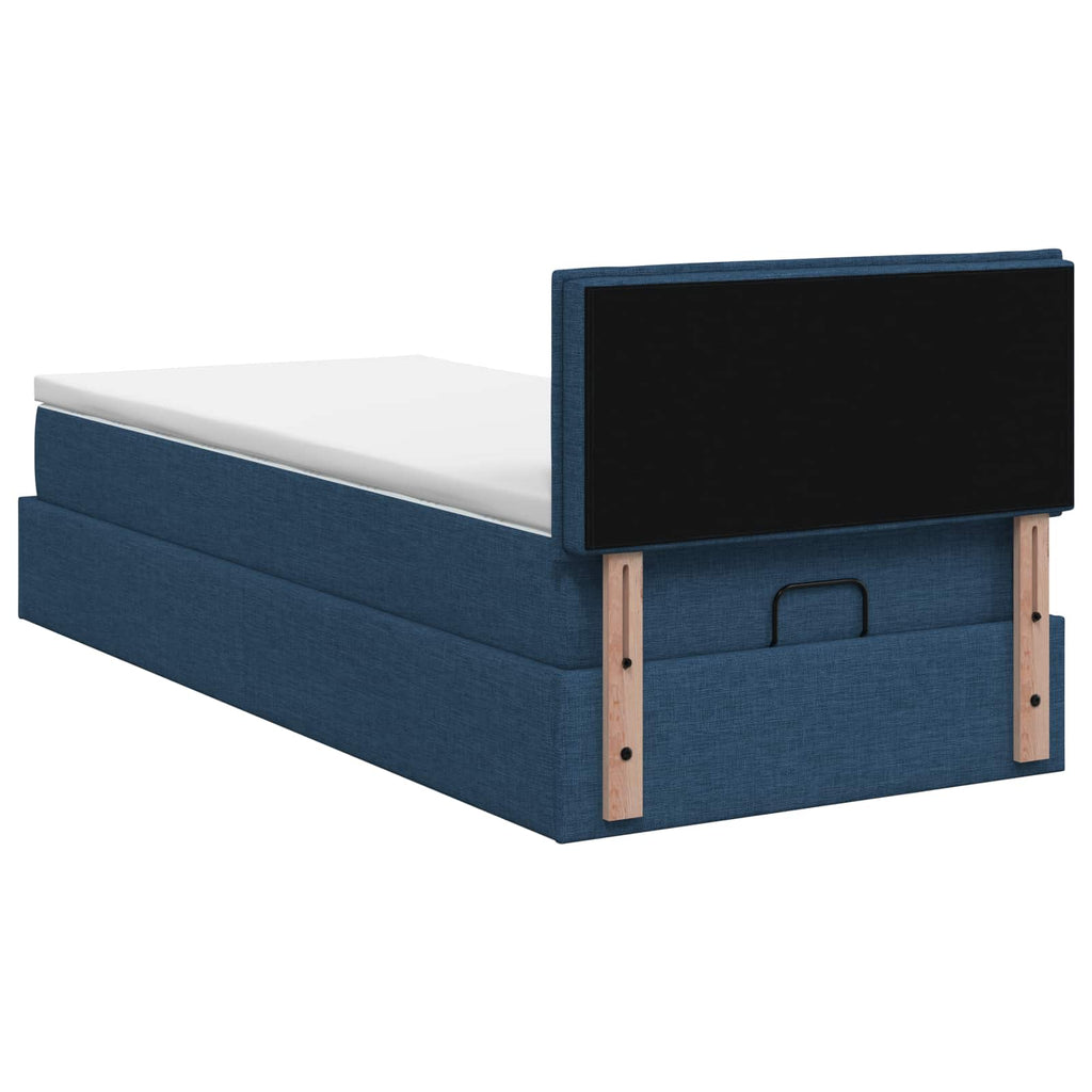 vidaXL Łóżko ottoman z materacem niebieski 90 x 200 cm tkanina