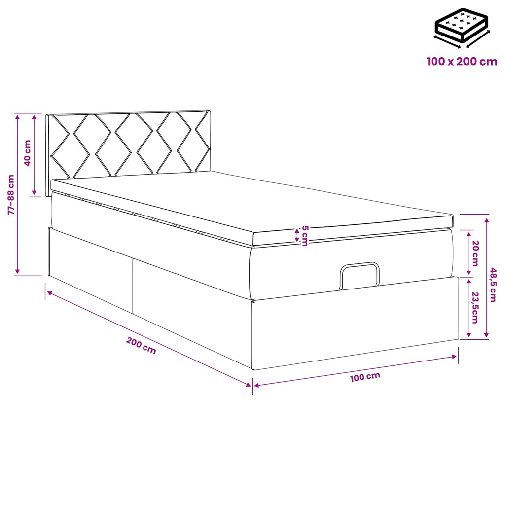 vidaXL Łóżko ottoman z materacem Czarny 100 x 200 cm tkanina