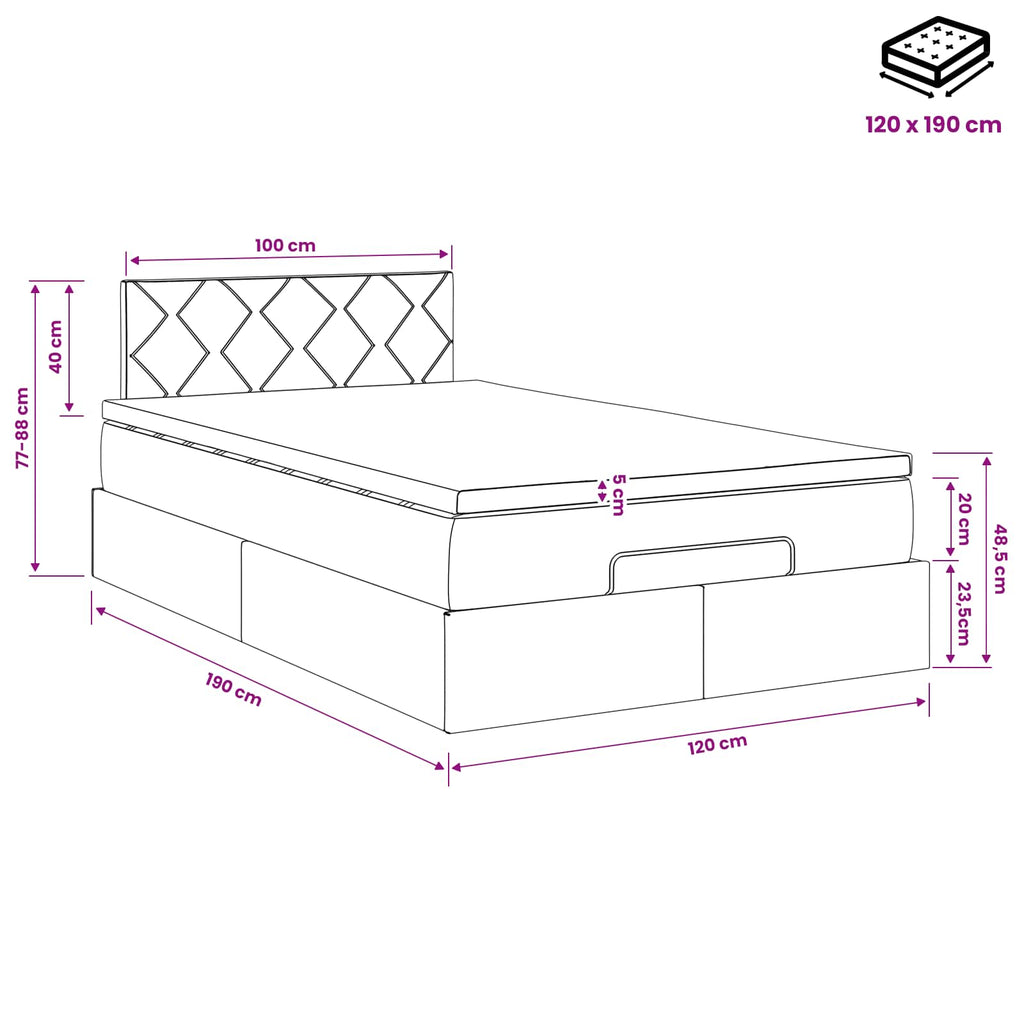 vidaXL Łóżko ottoman z materacem Ciemny brąz 120 x 190 cm tkanina