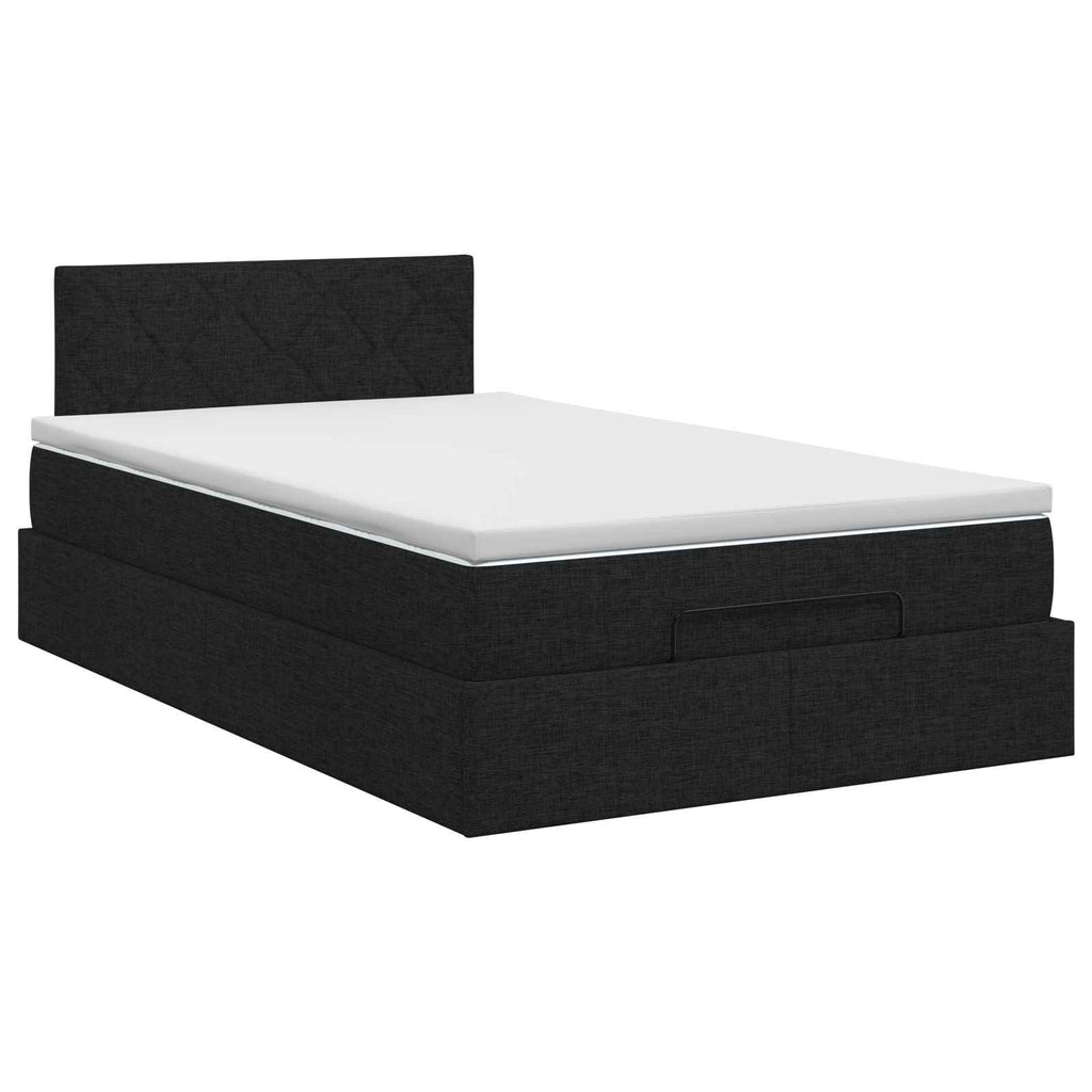 vidaXL Łóżko ottoman z materacem Czarny 120 x 200 cm tkanina