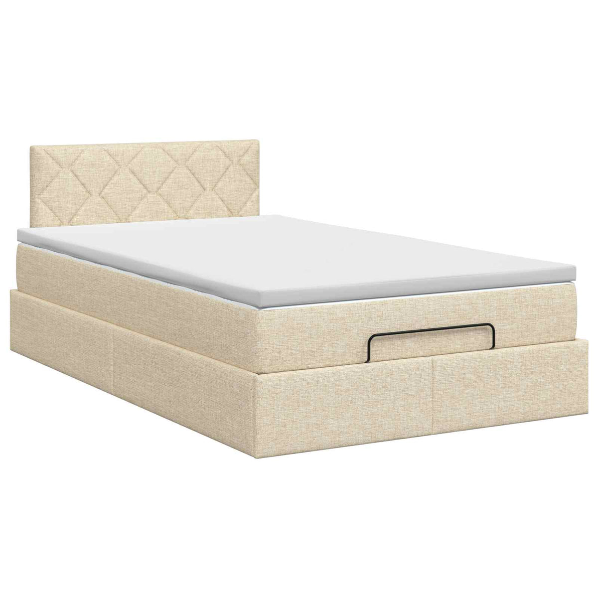 vidaXL Łóżko ottoman z materacem kremowy 120 x 200 cm tkanina