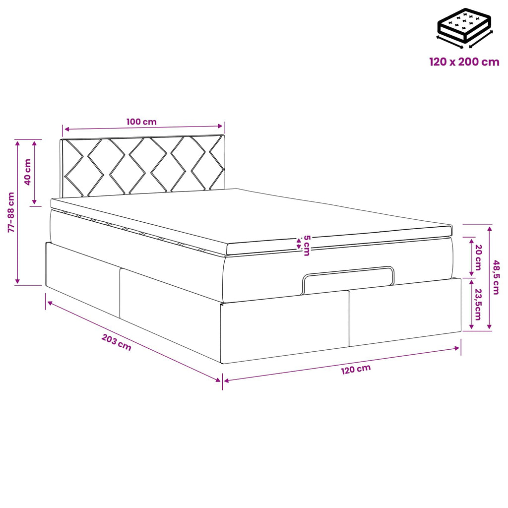 vidaXL Łóżko ottoman z materacem niebieski 120 x 200 cm tkanina