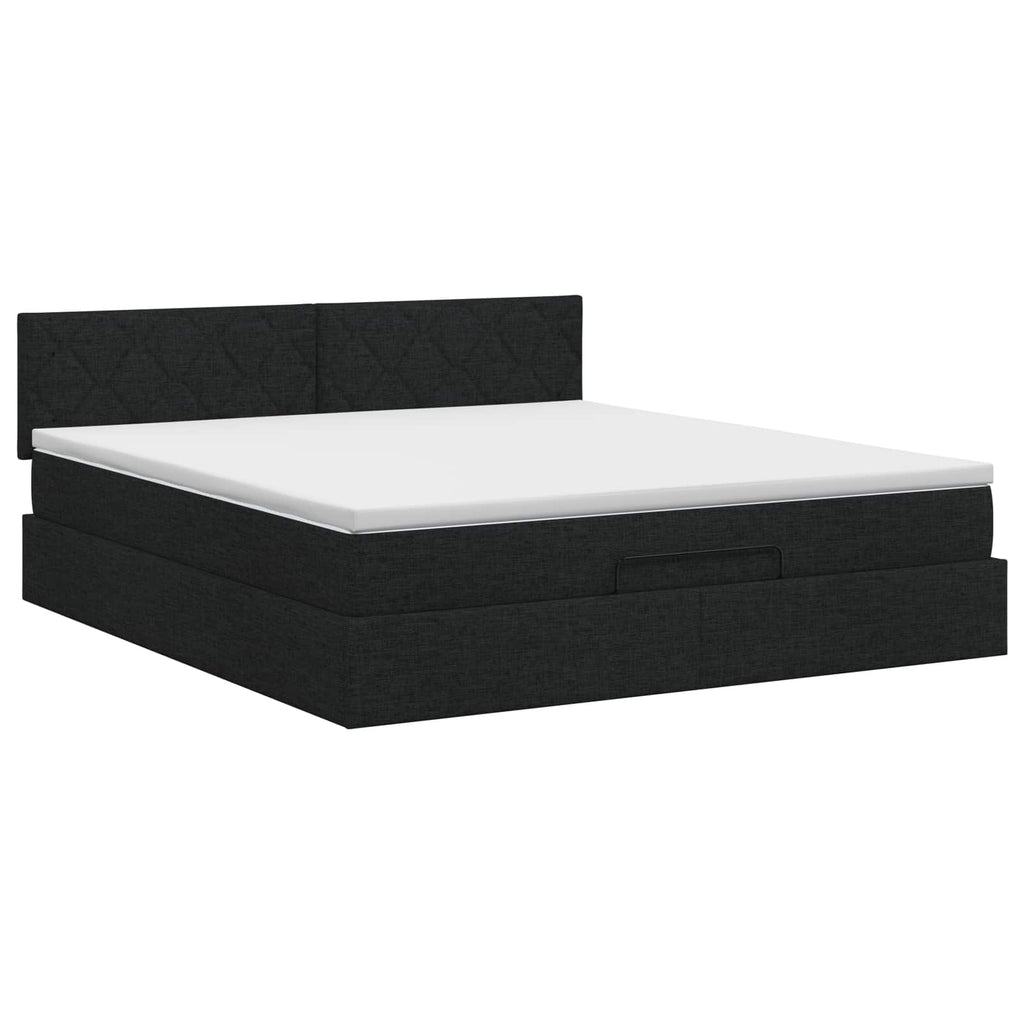 vidaXL Łóżko ottoman z materacem Czarny 140 x 190 cm tkanina