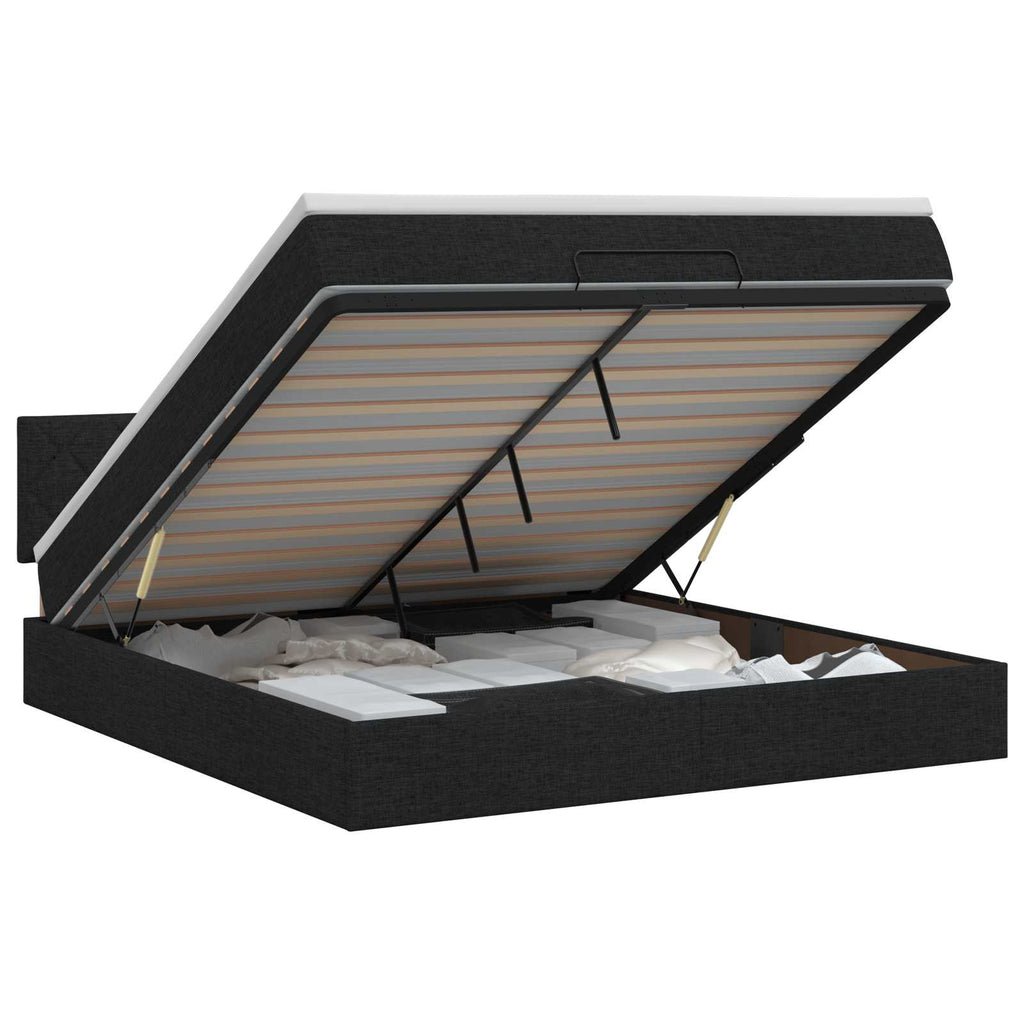 vidaXL Łóżko ottoman z materacem Czarny 140 x 200 cm tkanina