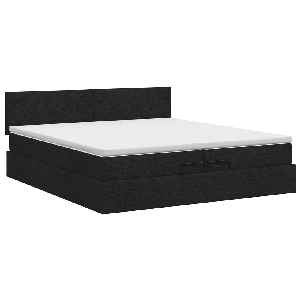 vidaXL Łóżko ottoman z materacem Czarny 200 x 200 cm tkanina