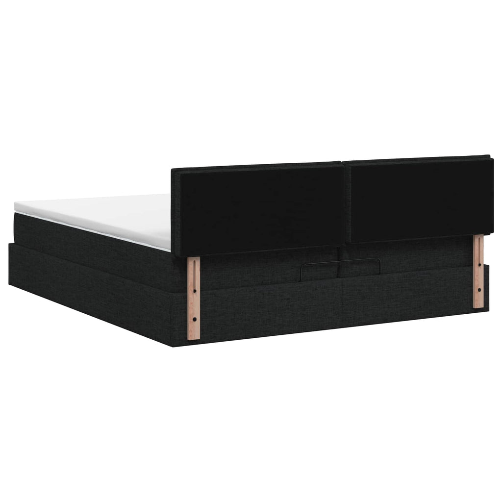 vidaXL Łóżko ottoman z materacem Czarny 200 x 200 cm tkanina