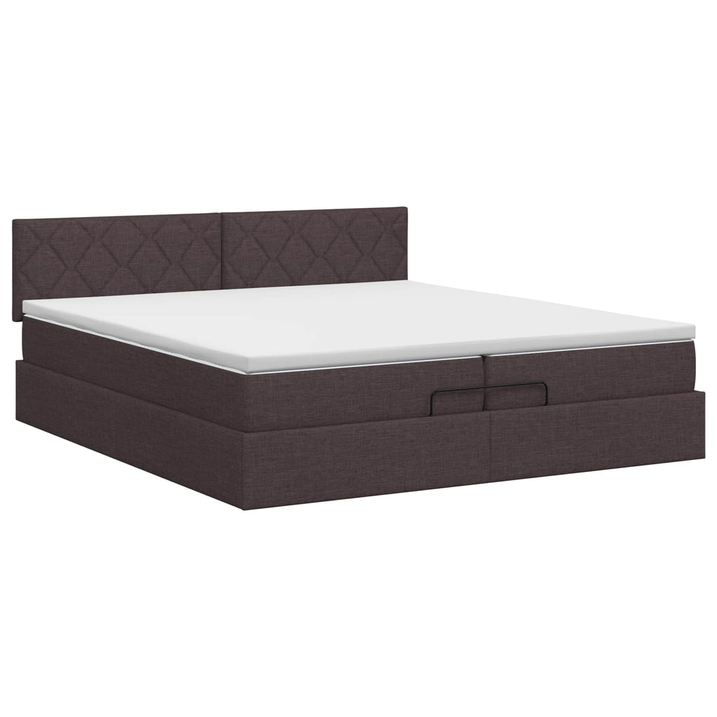 vidaXL Łóżko ottoman z materacem Ciemny brąz 200 x 200 cm tkanina