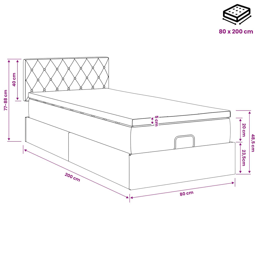 vidaXL Łóżko ottoman z materacem Ciemnozielony 80 x 200 cm Welur